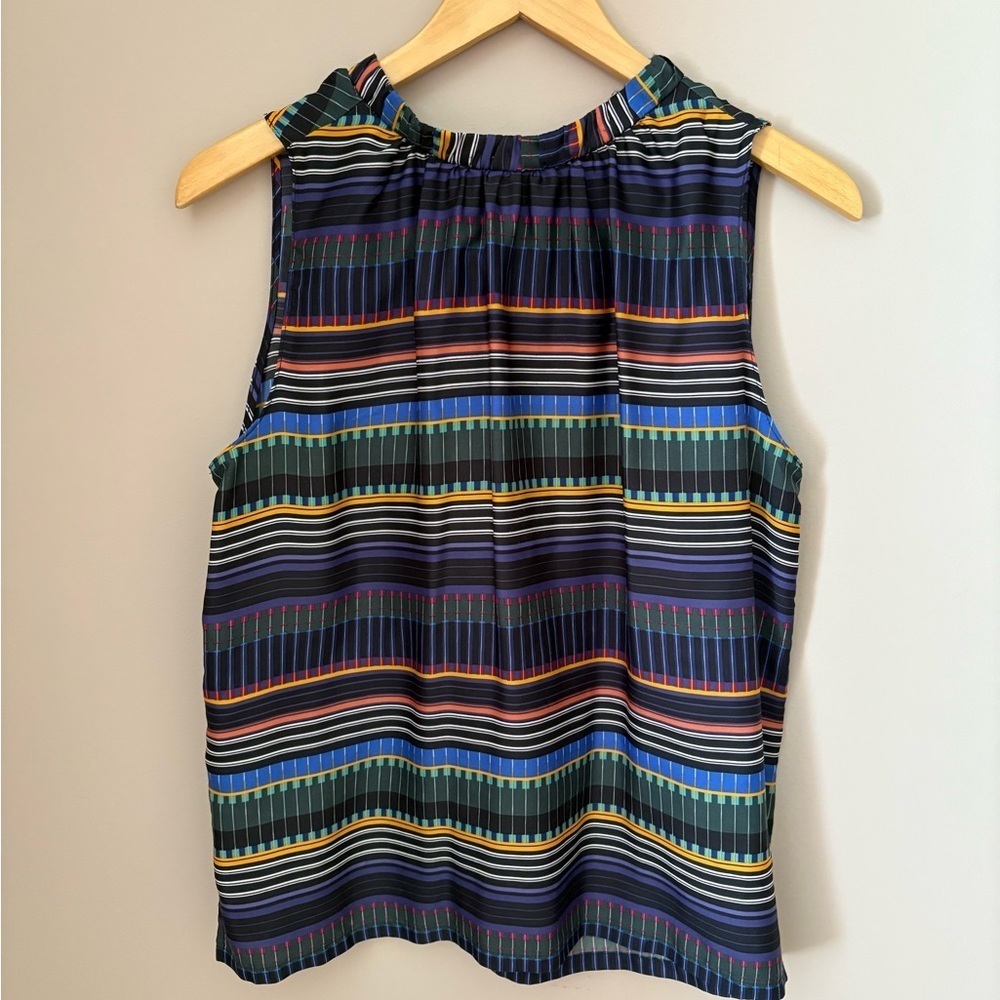 LOFT Women's Petite M Multicolor Striped Sleeveless Blouse Casual
